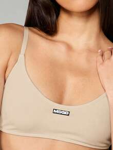 MISSGUIDED Basic Jersey Scoop Neck Wireless Soft Cup Longline Comfort Everyday Essentials Bralette - Apricot - View 4