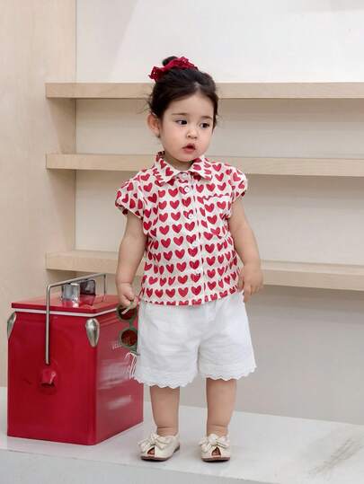 DAZY Toddler Girls' Korean Style Summer Lace Trim Shorts, Versatile & Cute
