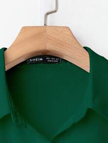 Franclia Áo cardigan dài tay cổ bẻ kiểu Pháp thanh lịch, thắt nơ phía trước, áo kiểu mùa hè màu trắng mới dành cho nữ. - Màu xanh lá cây đậm - Xem 6