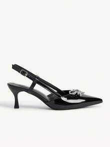 CUCCOO CHICEST Women's Pointed Toe Stiletto High Heel Shoes With Metallic Butterfly Buckle, Sexy & Fashionable, Suitable For Dresses, Party, Nightclub Summer Shoes Wedding Shoes Bride Shoes - Black - View 7