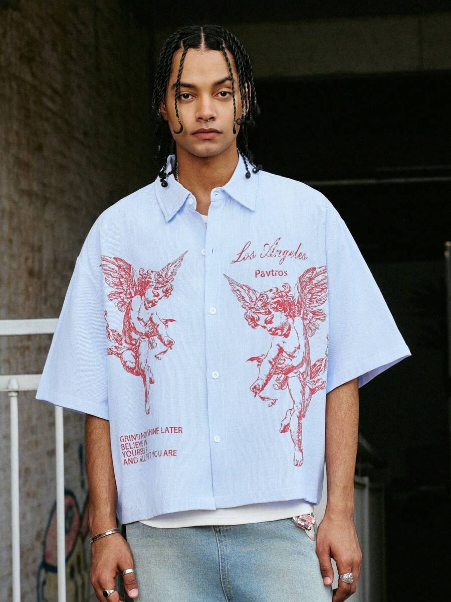 PAVTROS 男士短袖前开襟休闲夏季衬衫 - 彩色 - 查看 1