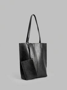 Ontre New Foldable Large Capacity Tote Bag, Shoulder Bag, Handbag - Black - View 2