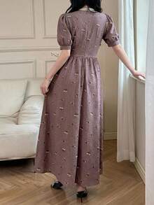 Feyla 女士优雅碎花花瓣袖连衣裙 - 彩色 - 查看 7