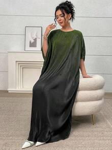 Yasmyna Women's Casual Round Neck Long Dress For Party, Daily Wear - Army Green - View 3