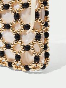 SHECARRY Ladies Shoulder Bag, Exquisite Party Vacation Beaded Messenger Bag - Black - View 6