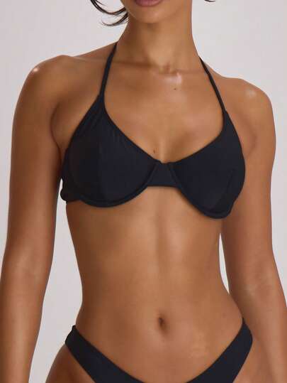 Musera Resort Underwire Cup Tie Halterneck Swim Vacation Holiday Summer Travel Beachwear Basics Solid Colour Swimwear Resort Core