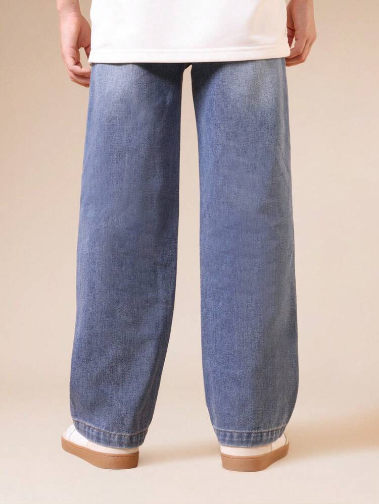 Acid Wash Wide Leg Denim Jeans