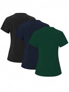 TaskEZ 纯色双口袋短袖女式手术服上衣，适合女性穿着，包括护士服、工作服、大码女式手术服等。 - 彩色 - 查看 2