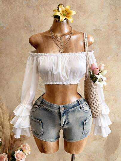 Mistrie 2026 Nouveau Top d'été de vacances ajusté, transparent, à une bretelle, plissé. Top sexy