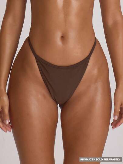 Musera Resort Strappy Thong Bikini Bottoms Swim Vacation Holiday Summer Travel Beachwear Basics Solid Colour Swimwear Resort Core