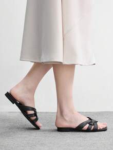 CUCCOO BIZCHIC 沙滩日常外穿方头拖鞋 女士春夏新款时尚简约百搭套脚鞋 假日舒适软底凉鞋 - 黑色 - 查看 3