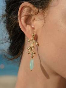 Opalesca 1 Pair Of Retro Elegant Baroque Pearl Earrings For Women - Gold - View 1