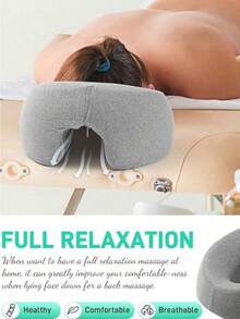 1个按摩床面部支撑枕记忆棉床垫可调节头枕可拆卸枕套，适用于沙龙、家庭午睡，灰色、粉色、绿色可选 - 彩色 - 查看 8