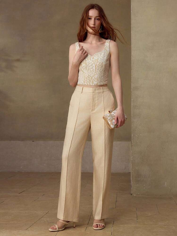 WOMEN'S LINEN BLEND 7/8 LENGTH SUIT PANTS, CASUAL & DATE WEAR, SPRING/SUMMER