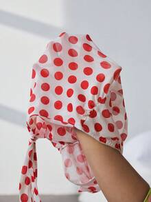 HautHeat Women's Polka Dot Print Hollow Out Halter Neck Sleepwear Top - Red - View 8