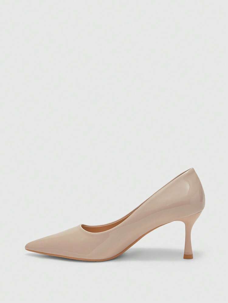 CUCCOO BIZCHIC Women Shoes Four Seasons New Apricot Mirror Pointed Toe Thin Heel High Heel Low Vamp Women's High Heel Shoes Daily Versatile Commuter Business Dinner Party Wear Women's Shoes Spring Shoes