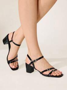 CUCCOO CHICEST Wedding Simple And Generous Fashion Versatile Casual Workplace Commuter Women High Heels Sandals Elegant Shoes Wedding Shoes - Black - View 6