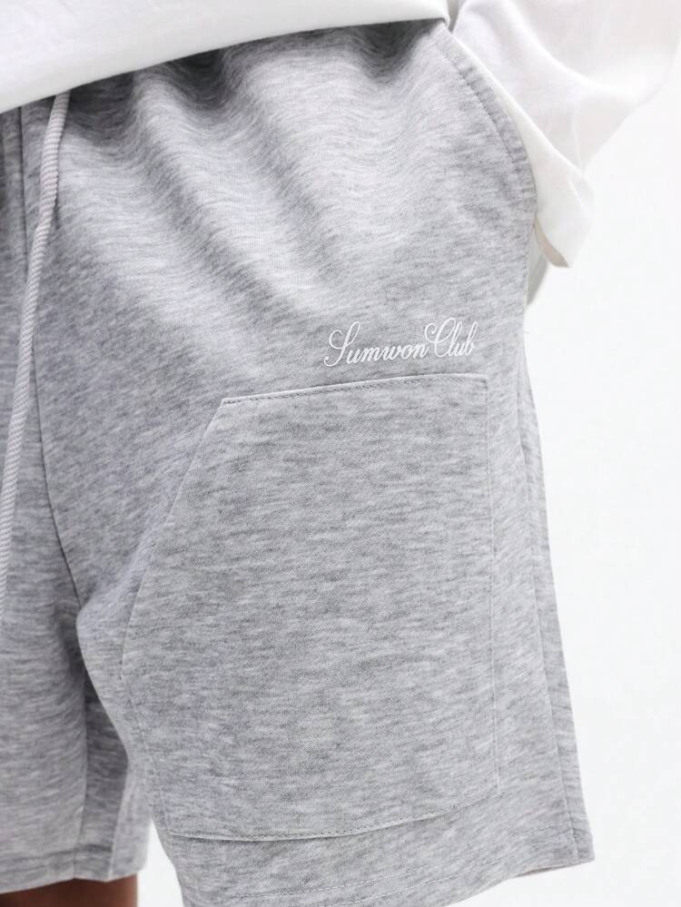 SUMWON Men's Casual Grey Drawstring Shorts With Side Pockets Summer Lounge Jogger Style Comfort Fit Active Wear Heather Sweat Shorts, Shorts For Men Casual, Jogging Shorts For Men