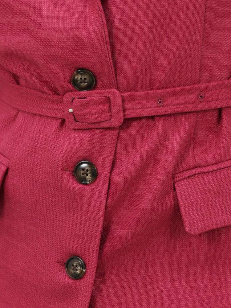 KSTM Damen Kurzarm Blazer mit Gürtel, Revers und Knopfverschluss, professionelle Bürokleidung mit Gürteldetail