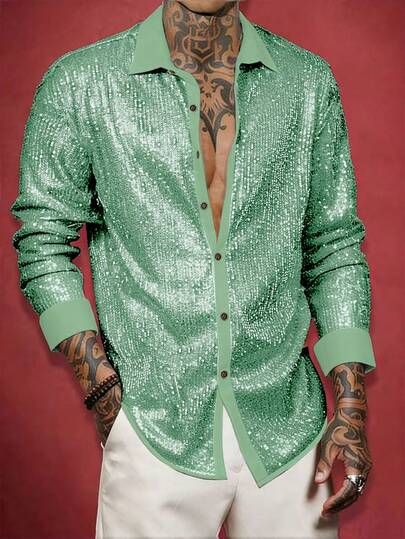 Manfinity AFTRDRK 男士翻领单排扣休闲百搭日常长袖衬衫