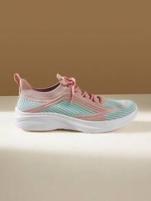 CUCCOO EASI Cloud Soft Sole, Women's Integrated Running Shoes, Breathable Mesh Skipping Rope Sneakers, Light Walking Shoes, Walking On The Feet, Soft Elastic Running Shoes, Women's Breathable Sneakers, Gym Training Jogging Shoes, Fashionable Light-Colored, Integrated Street Jogging, Retro Casual Style - pink and blue - View 1