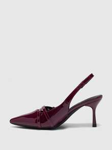 CUCCOO BIZCHIC 女士尖头低帮性感细跟高跟鞋，四季皆宜，适合户外通勤、宴会、派对等场合。 - 酒紅色 - 查看 10