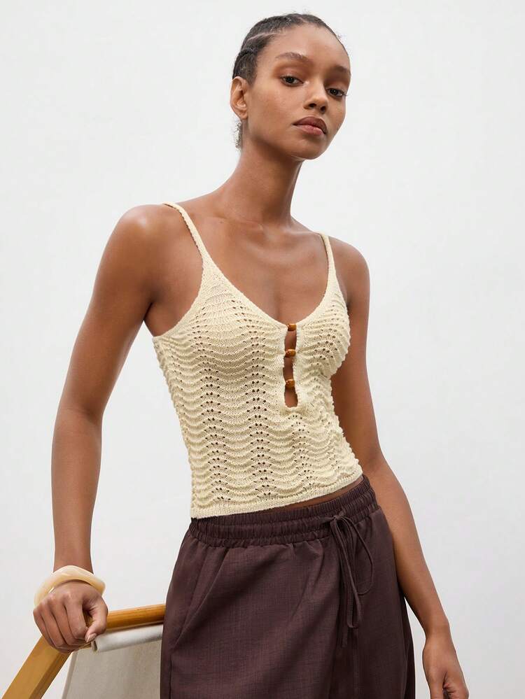 SHEIN Maija Women's Casual Solid Color Camisole Knit Top, Summer Festival Outfits For Women Festa Junina Sao Joao Women's Clothing Beach Dress Country