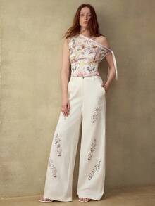 MOTF PREMIUM WOMEN'S SCARF PRINTED KNOT ASYMMETRICAL SHOULDER TOP, SUITABLE FOR DAILY WEAR, DATES, AND VACATIONS, SPRING/SUMMER - Multicolor - View 4