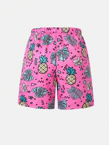 SHEIN Kids Tween Boy Pineapple Print Beach Shorts, Pink Beach Shorts, Y2K Shorts, Summer Shorts, Summer Outfits, Summer Clothes, Boys Outfit Kids Set, Suitable For Spring/Summer, Outing, Valentine's Day, Date, Travel, Family Gathering, Back To School, Wedding Season, Evening Party, Sports, Birthday Party - Multicolor - View 5