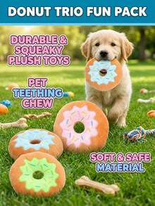PETSIN Creative Donut Plush Dog Toy With BB Sounds, Interactive Play For Dogs - Multicolor - View 4