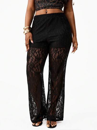 Coolane Women's Plus Size Summer Outfits For Women Flattering Curvy Fit , Pants, Lace Leggings, Flare Pants, See-Through Pants, Black Sexy Women's Pants,Summer Outfits For Women Concert Outfit Women Rave Outfits