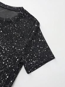 Resyla Women's Spring/Summer New Shiny Sheer Loose Casual/Work Blouse - Black - View 6