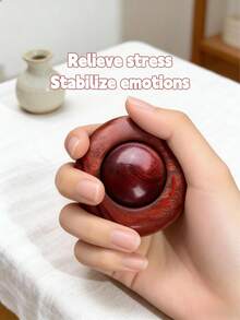 Madebyblanc Sandalwood Solid Wood Turntable | Ebony Blood Sandalwood Lucky Beads Stress Relief Toy | Hand-Carved Unpainted Massage Ball Stress | Home Travel Portable Handicrafts | Rosewood UFO Massage Ball | Sandalwood Ball-Shaped Lucky Charm | 360-Degree Smooth Rotation | Neutral Stress Relief Relief Handpiece - Multicolor - View 8