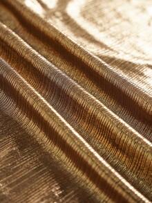 Olithes Mujeres Elegante Top fruncido sin mangas y de unicolor metálico - Dorado - Ver 6