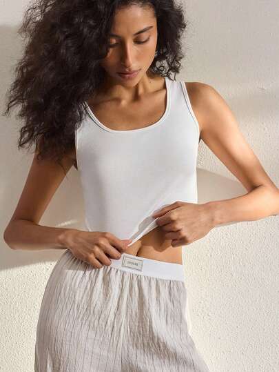 Ocili Cotton Comfortable T-Shirt & Soft Linen Pants Pajama Set For Women