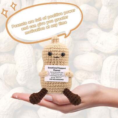 POKOJA LAND 1 件手工钩织桌面装饰品，趣味可爱动物/植物科幻设计，生日礼物卡，母亲节/父亲节礼物，送给爸爸的礼物，送给同事、家人、妈妈、女性、男性、她、他、姐妹、闺蜜的礼物，手工编织，传递积极情绪，编织和钩织，感恩、灵感、鼓励，创意毕业和节日礼物，派对小礼物，纪念品