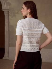 MOTF PREMIUM WOMEN'S SHORT SLEEVE KNIT TOP, CASUAL & DATE WEAR, SPRING/SUMMER - White - View 3