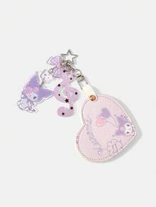 HELLO KITTY AND FRIENDS | SHEIN 1 件甜梦风格多功能钥匙扣，以星形金属扣为基础，配有浅粉色爱心镜、粉色和紫色闪光高音符号吊坠和蝴蝶结吊坠，可用于装饰包包，兼具实用性和美观性。 - 多色U - 查看 2