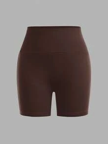 SHEIN Girlism Bộ đồ 3 món màu trơn, dáng ôm, thoải mái, cạp rộng, dành cho bé gái tuổi teen, gồm áo và quần short. - màu nâu - Xem 5
