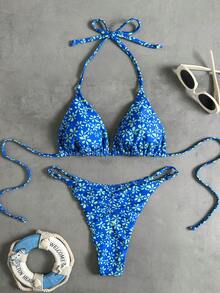 Swim Vcay 女士热带印花两件式比基尼套装，休闲度假 - 彩色 - 查看 1