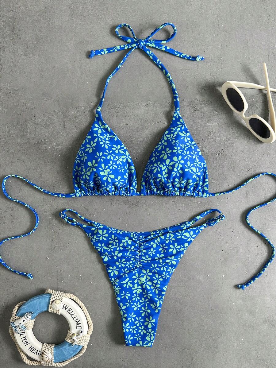 Swim Vcay 女士热带印花两件式比基尼套装，休闲度假 - 彩色 - 查看 1