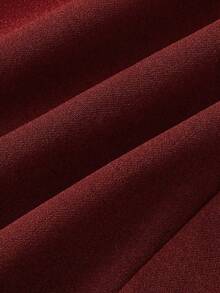 SHEIN MOD Bộ áo liền quần nữ màu đen phối ren dáng xòe - Màu Đỏ Sâu - Xem 5