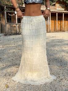 Muchica Falda larga fruncida sin cinturón - Albaricoque - Ver 3