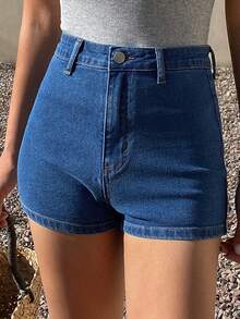 DAZY Women's Casual Washed Pocket Shorts, Summer - Medium Wash - View 5