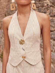 Maija 女士条纹吊带上衣和裤子套装 - 彩色 - 查看 4