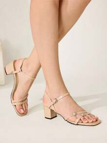 CUCCOO CHICEST Wedding Simple And Generous Fashion Versatile Casual Workplace Commuter Women High Heels Sandals Elegant Shoes Wedding Shoes - Apricot - View 6