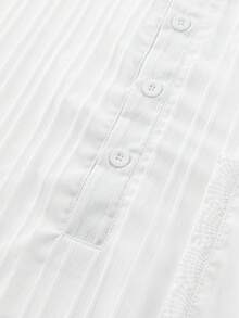 EGENSIO 男士休闲日常短袖衬衫，半开襟设计，夏季款 - 白色 - 查看 8