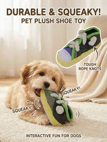 PETSIN 可爱帆布打结拖鞋狗狗玩具，内置BB弹吠叫声，可与狗狗互动玩耍 - 彩色 - 查看 6