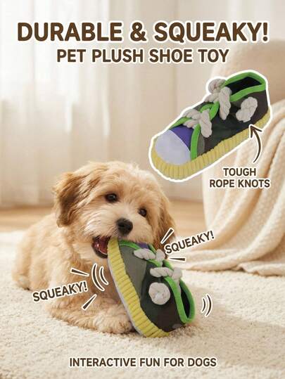 PETSIN Cute Canvas Knot Slippers Dog Toy, Containing BB Barking Sound, Interactive Play For Dogs