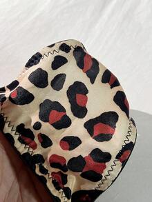 5件套女士豹纹印花加厚文胸、性感丁字裤、吊袜带和丝袜内衣套装 - 彩色 - 查看 10